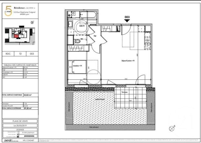 Appartement F2 à louer - 2 pièces - 53.83 m2 - LYON - 69008 - RHONE-ALPES - Century 21 Le 7 De Coeur