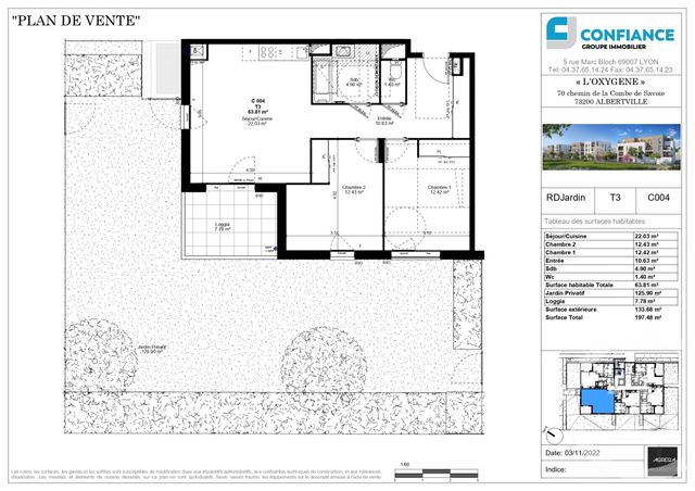 Appartement F3 à louer ALBERTVILLE